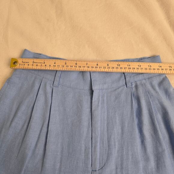 Abercrombie & Fitch Linen Blend Wide Leg Pants Blue Sz M High Rise Resortwear - Picture 5 of 11
